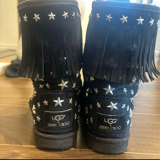 UGG & JIMMY CHOO ムートンブーツ 黒 星型スタッズ 24.0