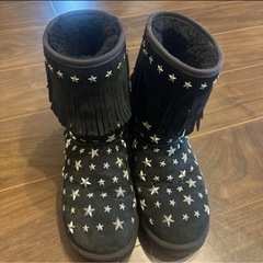 UGG & JIMMY CHOO ムートンブーツ 黒 星型スタッ...