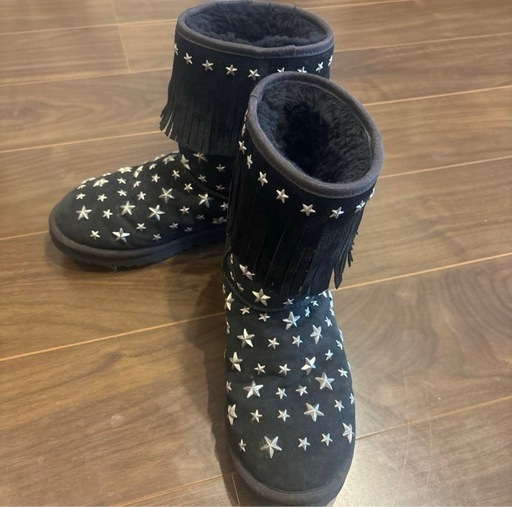 UGG & JIMMY CHOO ムートンブーツ 黒 星型スタッズ 24.0