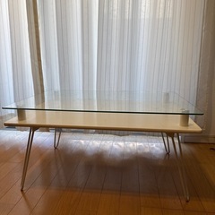 ガラス天板ローテーブル