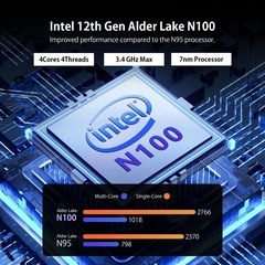 ミニPC 第12世代インテルAlder Lake N100 T9 Windows11 Pro OS miniPC 高速 DDR4 16GB+512GB Mini PCの画像