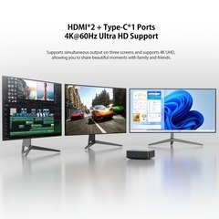 ミニPC 第12世代インテルAlder Lake N100 T9 Windows11 Pro OS miniPC 高速 DDR4 16GB+512GB Mini PCの画像