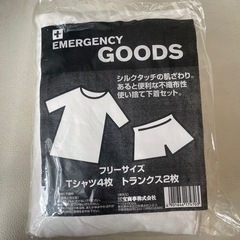 EMERGENCY 非常用 緊急用 防災用商品 使い捨て下着 Tシャツ×4枚トランクス 2枚入り 不織布製 フリーサイズ Fサイズ 旅行 出張 10袋セット の画像