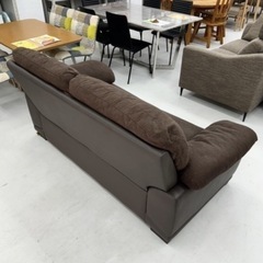 【超美品‼️】ニトリ 180cm幅2人掛けソファ(ウォール3) 合成皮革×ファブリック ダークブラウン♪の画像