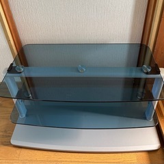 強化ガラステーブル　テレビスタンド　頑丈/2段/キャスター付き