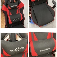 S774 ⭐ GALAXHERO ゲーミングチェア（座椅子タイプ）背もたれ調節機能 幅66.5cm USEDの画像