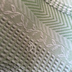 鮮やかな緑のカーテンの画像