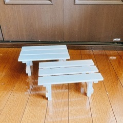 木製 ホワイト フラワースタンド　ミニベンチ　