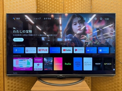 SHARP製☆60型4K液晶テレビ☆YouTube、Netflix☆1年間保証付き