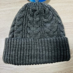【新品】レディース ニット帽 ニット 冬 帽子 57.5cm 濃いグレーの画像