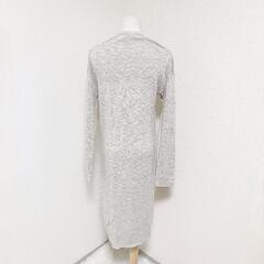 ナチュラルビンテージゴア 美品 ロング長袖ニットカーディガン 麻綿混 ダークブラウン F レディースの画像