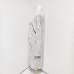 ナチュラルビンテージゴア 美品 ロング長袖ニットカーディガン 麻綿混 ダークブラウン F レディースの画像