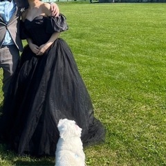 ⭐️期間限定値下げ　ウエディングカラードレス　ブラック　※パフスリーブ付きの画像