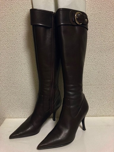 ダイアナ レザー ロングブーツ 本革 ブラウン スムース 23cm a