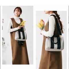 【新品】2wayミニトートバッグ ライトグレーの画像
