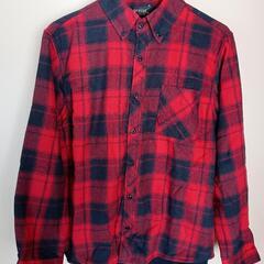 完全新品・未使用赤と紺のチェック柄フランネルシャツ