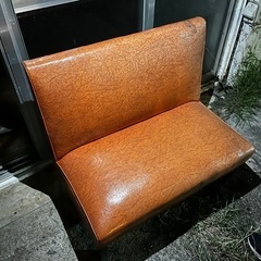 昭和レトロ ビンテージ 椅子 オレンジ系 2人掛け ジャンク品