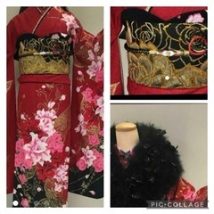 ラメ入り派手系可愛い 振袖セット 　金蝶