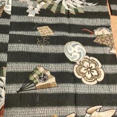 着物 長襦袢 単 獅子舞 お多福 ひょっとこ 緑 男性 メンズ リメイク素材 ①の画像