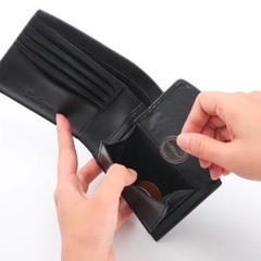 新品❤️財布  二ツ折リ 本革 スキミング防止 箱付き 黒 の画像