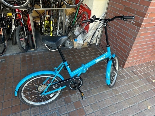 20インチ　シングル　折り畳み自転車　ブルー