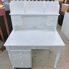 アンティーク調 デスク 棚付き 袖机付き ホワイト レトロ 姫系