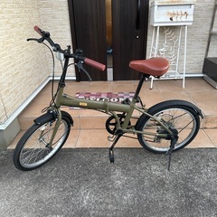 折りたたみ自転車 カーキ 防犯登録解除済み