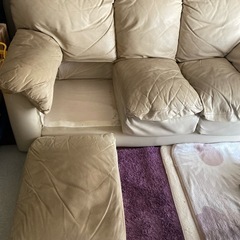 【無料】3人掛けソファ　ソファー　白　ホワイト　皮　12/24までの画像