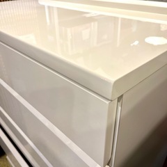【武蔵小山店】 チェスト ハイチェスト エナメルチェスト フルオープンレール フルスライドレール スライドレール ホワイト 6段 衣類収納 タンス 箪笥 衣装タンス 鏡面仕上げの画像