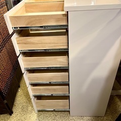 【武蔵小山店】 チェスト ハイチェスト エナメルチェスト フルオープンレール フルスライドレール スライドレール ホワイト 6段 衣類収納 タンス 箪笥 衣装タンス 鏡面仕上げの画像