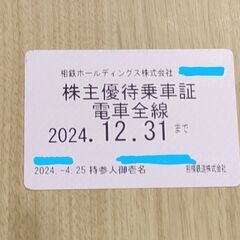 相鉄 株主優待乗車証 電車全線定期