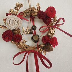 生徒さま作品のご紹介クリスマスプリザーブドフラワーレッスンの画像