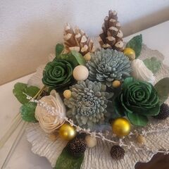 生徒さま作品のご紹介クリスマスプリザーブドフラワーレッスンの画像