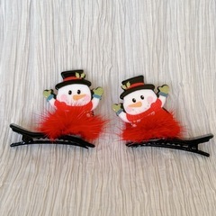 ミニクリスマスヘアピン　雪だるまヘアピン