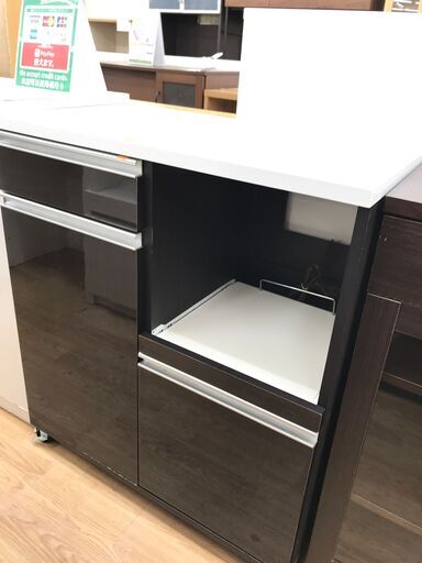 ★ジモティ割あり★ レンジ台　ダークブラウン   H91×W80×D45  クリーニング済み KJ7135