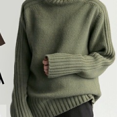  【新品未使用】レディース  ハイネック ニット セーター カーキ  L    Mの画像