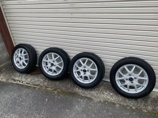 スズキラパンHE22S用　スタッドレスタイヤ付き14インチアルミホイール4本セット