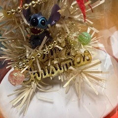 キラキラ光って回るステッチクリスマスツリードームの画像