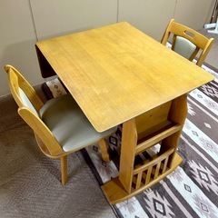 片バタ【ダイニングテーブル】チェア2脚セット