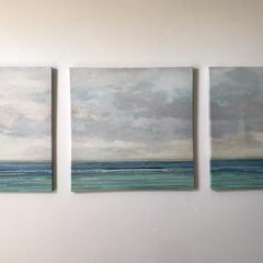 IKEA 2018年製 22x22インチ 海と空 パネル3点セットの画像