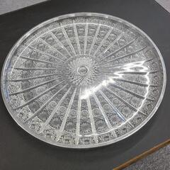 大皿　透明　レース柄　シルバー 約30cmの画像