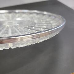 大皿　透明　レース柄　シルバー 約30cmの画像