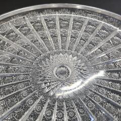 大皿　透明　レース柄　シルバー 約30cmの画像
