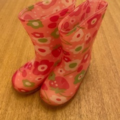 新品　長靴　レインシューズ　レインブーツ　ベビー　14cm 花柄　ピンク　キッズ　雨の画像