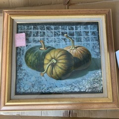 作者不明　絵画　かぼちゃ　インテリア　額縁　油絵　アート