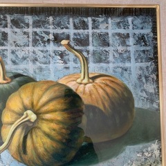 作者不明　絵画　かぼちゃ　インテリア　額縁　油絵　アートの画像