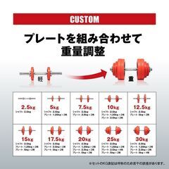 美品 IROTEC/アイロテック ラバーリングダンベル60KGセット(片手30KG×2個)◆5kg×8/2.5kg×4/1.25kg×4/シャフトx2本◆穴径約28mm 手渡し希望/自社配送可能（配送エリアについてお問い合わせください）の画像