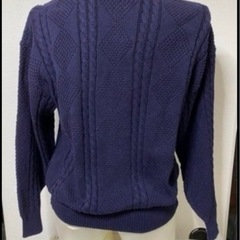 ネイビー ニット カーディガン Vネックの画像