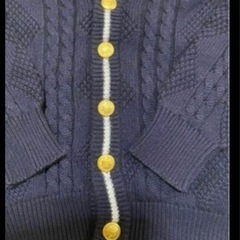 ネイビー ニット カーディガン Vネックの画像