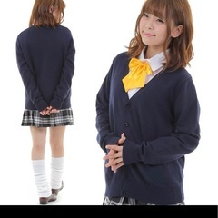 ネイビー ニット カーディガン Vネックの画像